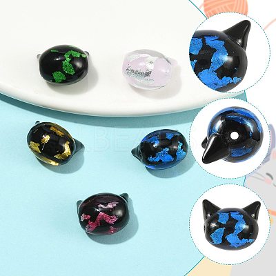 5Pcs 5 Colors Handmade Foil Glass Beads LAMP-FS0001-78-1