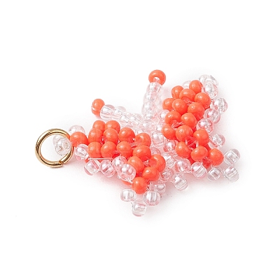 Glass Seed Beaded Butterfly Pendants PALLOY-MZ00473-1