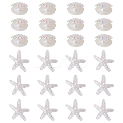 26Pcs 2 Styles UV Plating Ocaen Theme Transparent Resin Cabochons CRES-TA0001-54-1