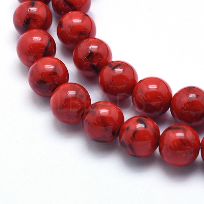 Sea Shell and Synthetic Turquoise Assembled Beads Strands G-G758-11-4mm-1