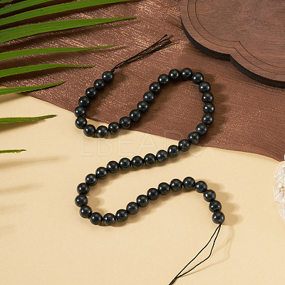 1 Strand Natural Shungite Beads Strands G-TA0003-34C-1