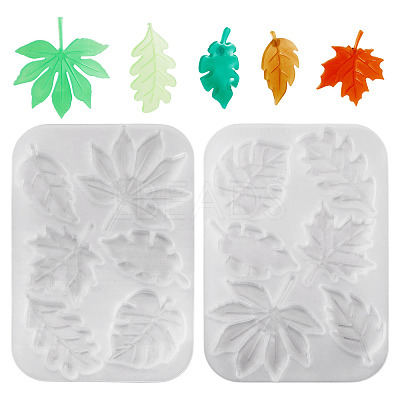 2Pcs Leaf DIY Pendant Silicone Molds DIY-TA0014-07-1