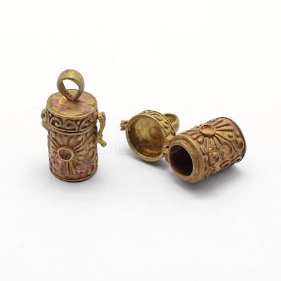 Brass Prayer Box Pendants KK-F722-28C-RS-1