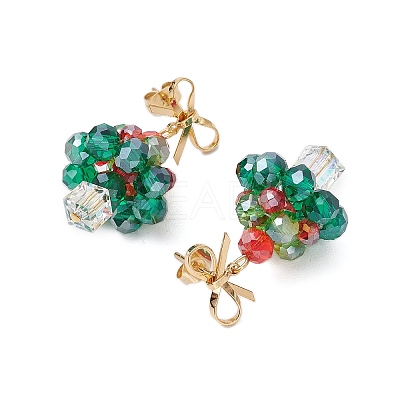 Handmade Glass Beads Dangle Stud Earrings EJEW-TA00596-1
