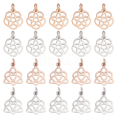 24Pcs 2 Style 304 Stainless Steel Pendants STAS-DC0006-77-1