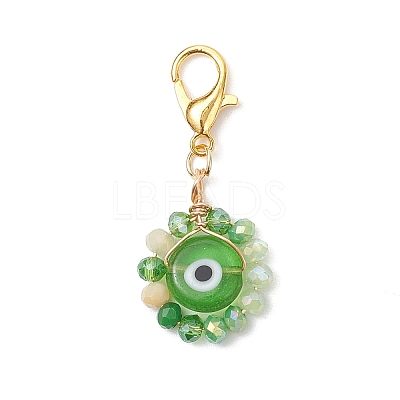 6Pcs Handmade Evil Eye Lampwork Pendant Decorations HJEW-JM04257-1