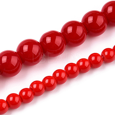 Opaque Solid Color Glass Beads Strands GLAA-T032-P10mm-04-1