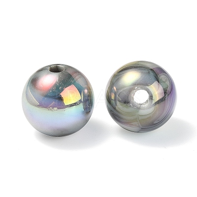 UV Plating Rainbow Iridescent Acrylic Beads OACR-F004-04G-1