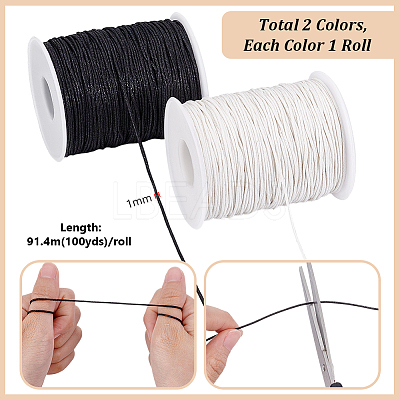 2 Rolls 2 Colors Waxed Cotton Cords YC-PH0001-52C-1