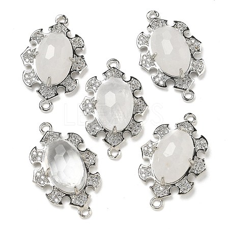 Natural Quartz Crystal Faceted Oval Connector Charms G-G181-06P-08-1