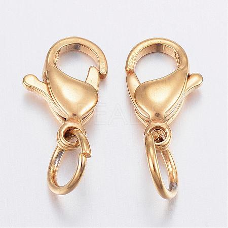 Ion Plating(IP) 304 Stainless Steel Lobster Claw Clasps STAS-P139-A13-G-1