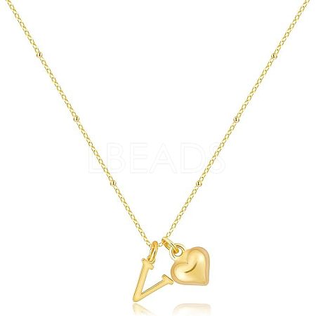 Brass Initial and Heart Pendant Necklaces for Women FS-WG01F32-22-1