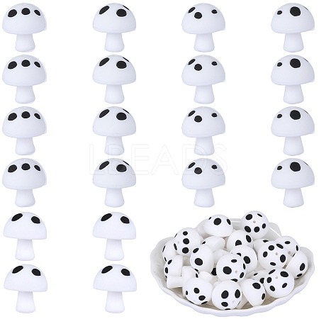 20Pcs Mushroom Silicone Focal Beads JX901C-1