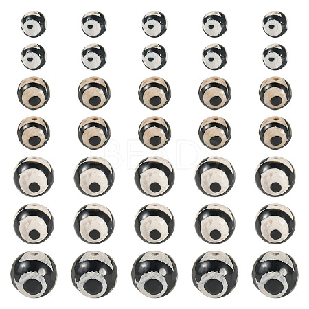 36Pcs 4 Styles Tibetan Style dZi 3-Eye Beads G-TA0002-68-1