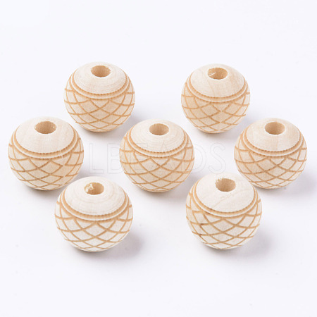 Unfinished Natural Wood European Beads WOOD-S057-020A-1