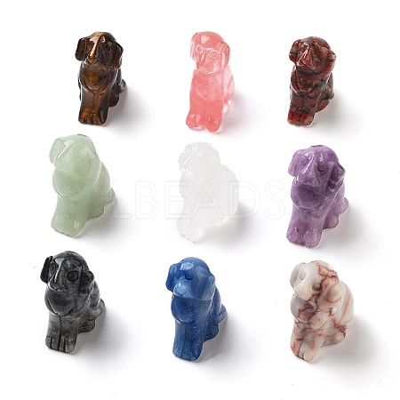 Natural & Synthetic Gemstone Carved Dog Figurines DJEW-L023-A-1