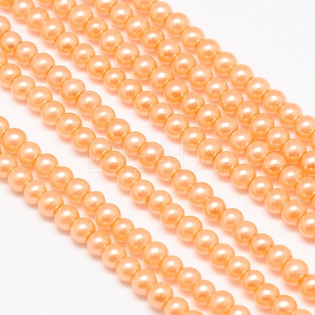 Eco-Friendly Dyed Glass Pearl Round Beads Strands HY-A002-4mm-RB047-1