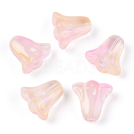 Spray Painted Transparent Glass Beads GLAA-D006-20I-1