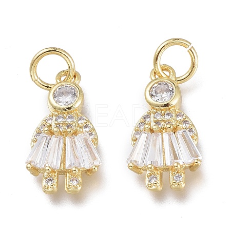 Brass Micro Pave Clear Cubic Zirconia Charms ZIRC-Q024-10G-1