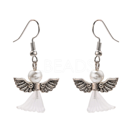 Lovely Wedding Dress Angel Dangle Earrings X-EJEW-JE00521-09-1