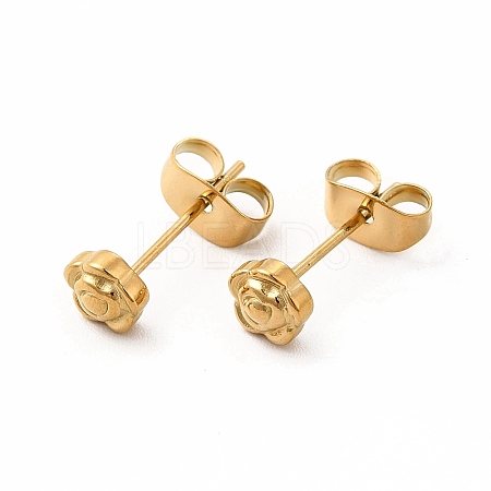304 Stainless Steel Flower Stud Earrings for Women EJEW-C004-04G-1