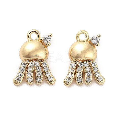 Brass Micro Pave Clear Cubic Zirconia Charms KK-C054-07G-1