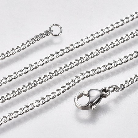 Non-Tarnish 304 Stainless Steel Curb Chain Necklaces NJEW-L162-01A-P-1