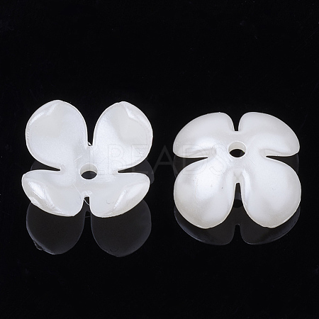 4-Petal ABS Plastic Imitation Pearl Bead Caps OACR-S020-19-1