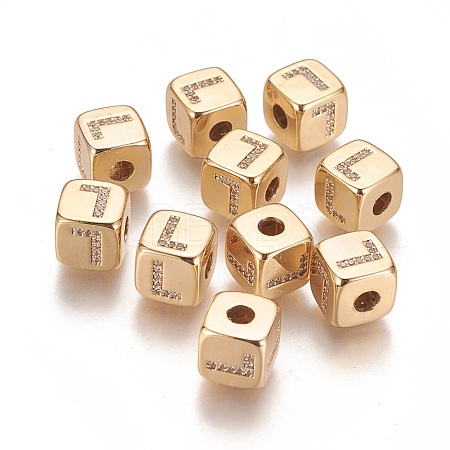 Brass Micro Pave Cubic Zirconia Beads KK-K238-16G-L-1