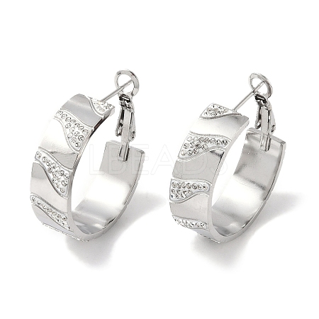 304 Stainless Steel Rhinestone Half Hoop Earrings for Women EJEW-L283-052P-1