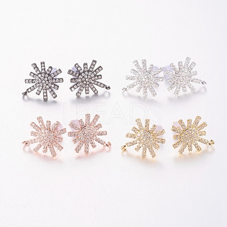 Brass Micro Pave Cubic Zirconia Stud Earring Findings ZIRC-E132-17-1