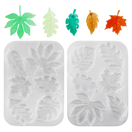 2Pcs Leaf DIY Pendant Silicone Molds DIY-TA0014-07-1