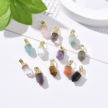 Natural Mixed Gemstone Pointed Charms G-G720-12-G-1