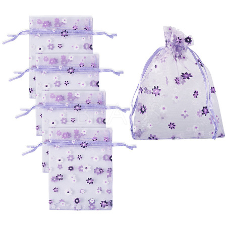 Flower Printed Organza Drawstring Bags OP-TAC0003-03-1