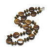 Natural Tiger Eye Beaded Necklaces NJEW-S393-14-1