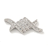 Brass Micro Pave Clear Cubic Zirconia Connector Charms KK-G493-03P-01-1