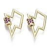 Brass Micro Pave Cubic Zirconia Screw Carabiner Lock Charms KK-R136-067C-NF-1