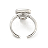 Brass Letter Open Cuff Rings for Women RJEW-G313-01T-P-3