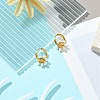 Brass Flower with Plastic Pearls Beaded Dangle Hoop Earrings EJEW-JE05277-2
