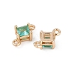Brass Pave Glass Rhombus Links Connector Charms GLAA-Q088-001B-2