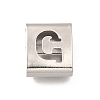Letter Style 304 Stainless Steel Square Slide Charms STAS-L132-20G-1