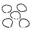5Pcs 5 Style Synthetic Black Stone & Pearl & Shell Star Beaded Stretch Bracelets Set BJEW-JB09495-02-1