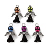 Opaque Black Acrylic Pendants PALLOY-JF04414-1