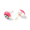 Natural Shell Eye Stud Earrings with Enamel EJEW-G334-05-3
