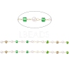 Faceted Cube Glass & ABS Plastic Imitation Pearl Beaded Chains CHS-G026-02KCG-01-1-2