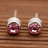 Popular Unisex Simple Flat Round Original Color Stainless Steel Resin Rhinestone Ear Studs EJEW-L073-A-19-2