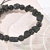 Natural Black Tourmaline Round and Nuggets Beaded Stretch Bracelets GG-CBA0C4C-01-2