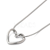 304 Stainless Steel Hollow Heart Pendant Necklace with Round Snake Chains NJEW-M202-05P-2