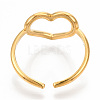 Ion Plating(IP) 304 Stainless Steel Hollow Heart Cuff Rings RJEW-N038-122LG-4
