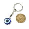 Flat Round with Evil Eye Resin & 304 Stainless Steel Pendant Keychain KEYC-JKC00645-2